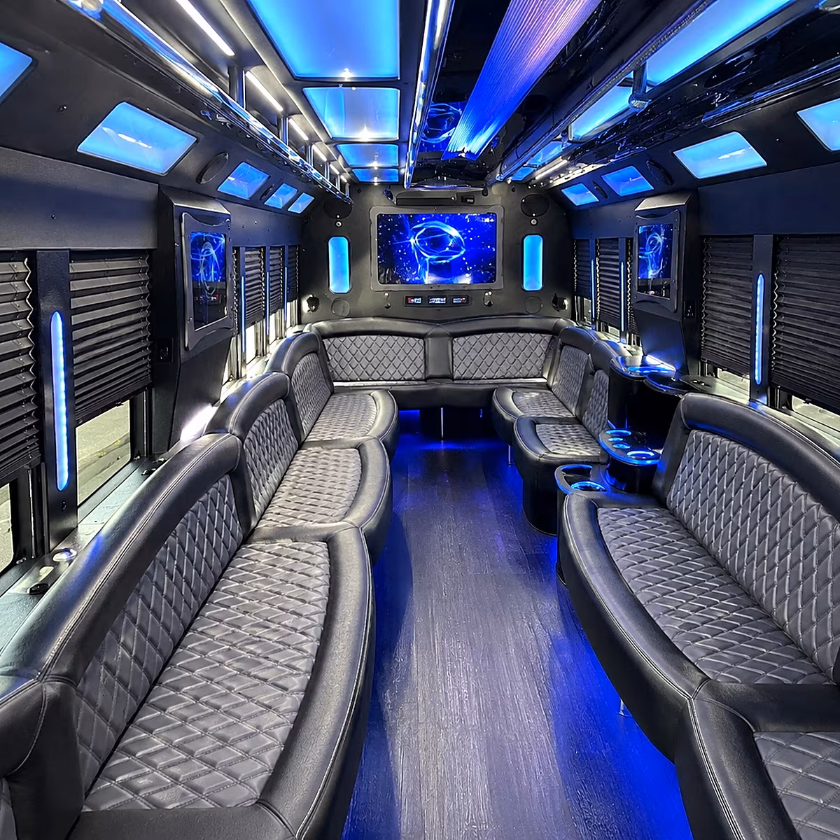 league city 50 passenger party bus interior